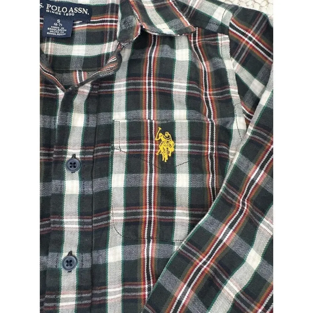 U.S. Polo Assn. Boy's Plaid Flannel Button-Up Shirt Size 6